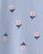 Baby Girl 2-Way Zip Flower & Butterfly Cotton Sleepers - Blue, image 4 of 6 slides