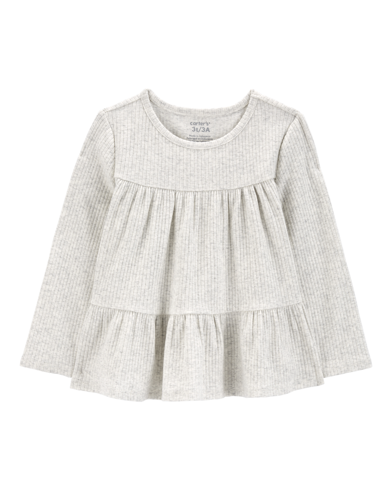 Baby Tiered Long-Sleeve Ribbed Top, image 1 of 3 slides