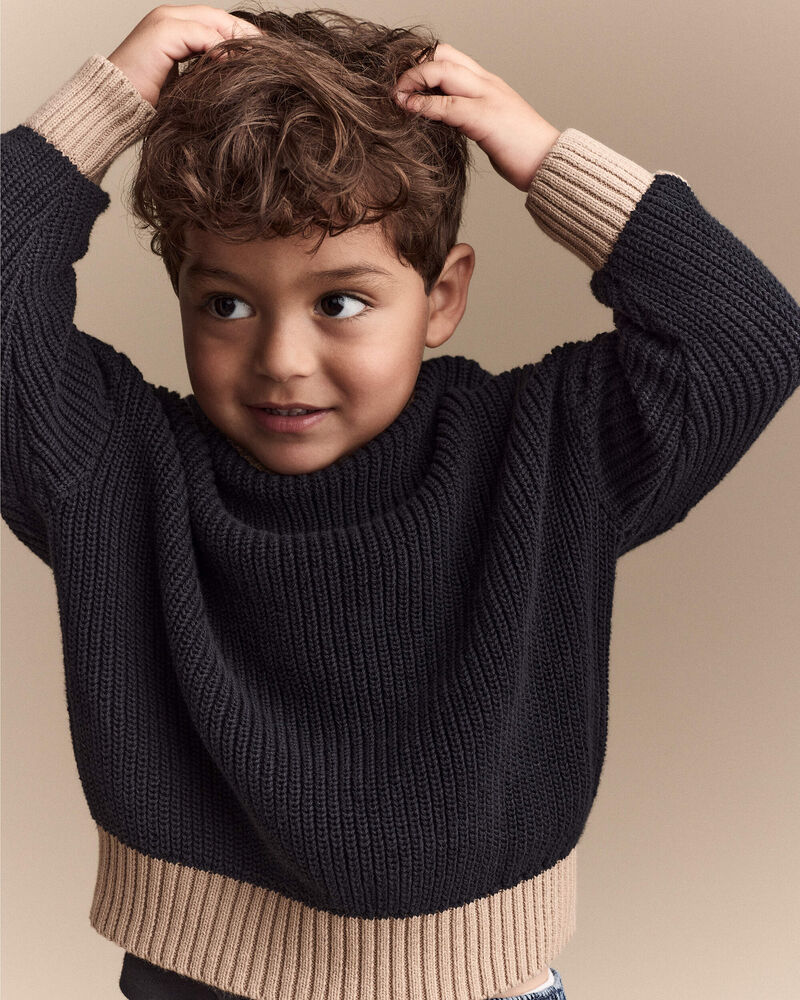 Toddler Campus Pullover Sweater - Black, image 2 of 9 slides
