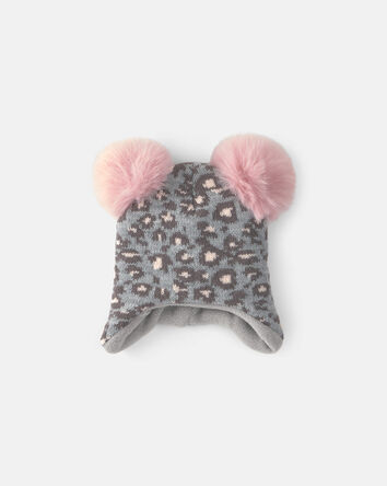 Baby Girl Kombi Baby Leopard Hat - Grey, 