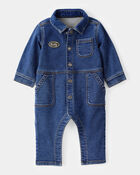 Baby Little Buddy Snap-Up Denim Jumpsuit, image 1 of 5 slides