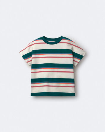 Toddler Dolman Tee in Stripes - Green/Cream, 
