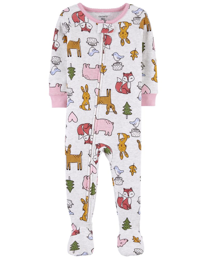 1-Piece Animals 100% Snug Fit Cotton Footie Pyjamas, image 1 of 2 slides