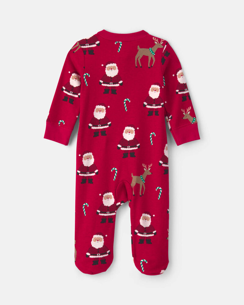 B&eacute;b&eacute; - Grenouill&egrave;re en 100 % coton avec fermeture &agrave; glissi&egrave;re double sens &agrave; motif de P&egrave;re No&euml;l beige &ndash; Rouge, image 3 sur 4 diapositives