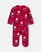 B&eacute;b&eacute; - Grenouill&egrave;re en 100 % coton avec fermeture &agrave; glissi&egrave;re double sens &agrave; motif de P&egrave;re No&euml;l beige &ndash; Rouge, image 3 sur 4 diapositives