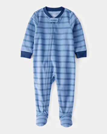 Toddler Boy 1-Piece Striped Fleece Footie Pyjamas, 