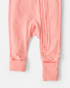 Baby Girl PurelySoft&trade; 2-Way Zip Sleeper - Coral, image 4 of 9 slides