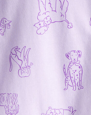 Toddler Girl Dog Print Long-Sleeve Pocket Tee - Purple, 