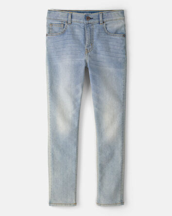 Kid Skinny Jeans In Sun Faded Light Wash, 