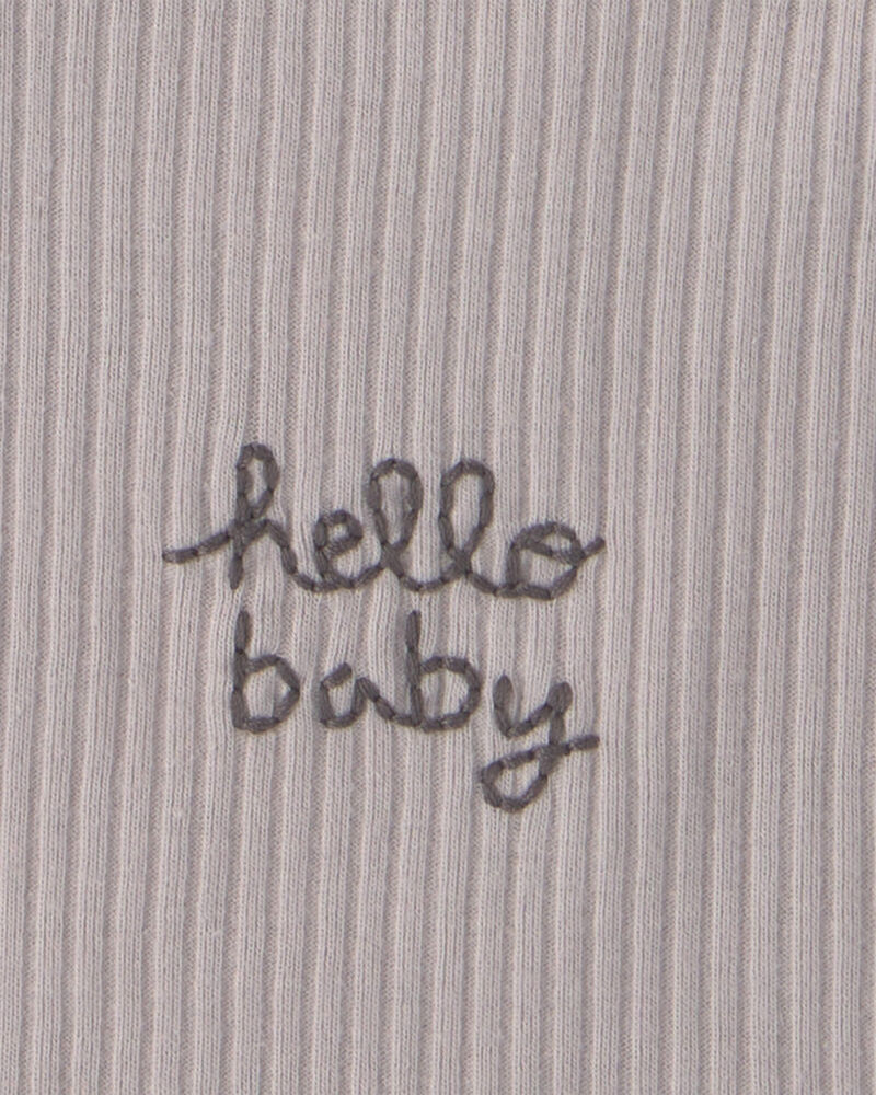 Baby 3-Pack 'Hello Baby' Bibs - Cream, image 3 of 4 slides