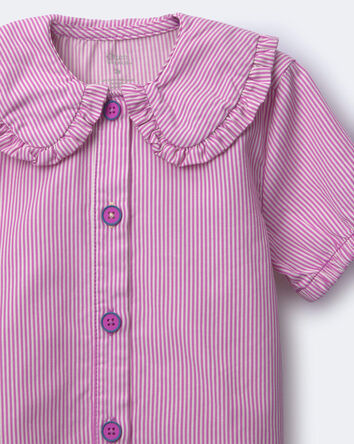 Toddler Girl Peter Pan Collar Top in Stripes - Purple, 