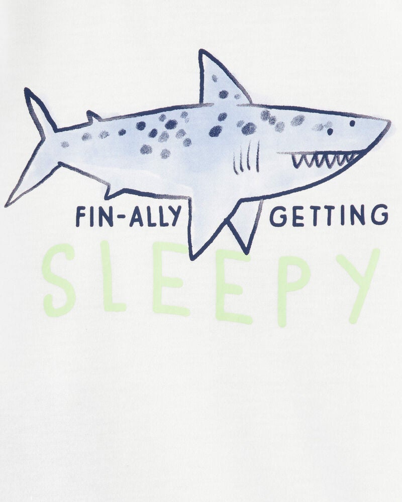 Toddler Shark Print Loose Fit 2-Piece Pyjamas - Blue, image 2 of 3 slides