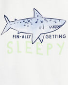 Toddler Shark Print Loose Fit 2-Piece Pyjamas - Blue, image 2 of 3 slides