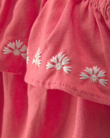 Baby Girl 2-Piece Solid Linen Sleeveless Top & Short Set - Pink/White, 