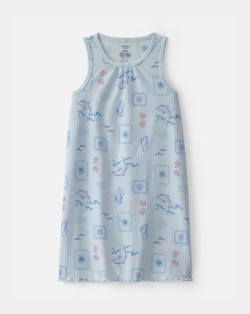 Filles - Robe de nuit sans manches &agrave; motif dauphin - Bleu, 