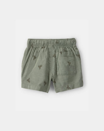 Baby Boy Cactus Drawstring Shorts - Olive, 
