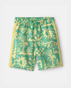 Boys Floral  Swim Trunks - Green/Yellow, image 1 of 3 slides