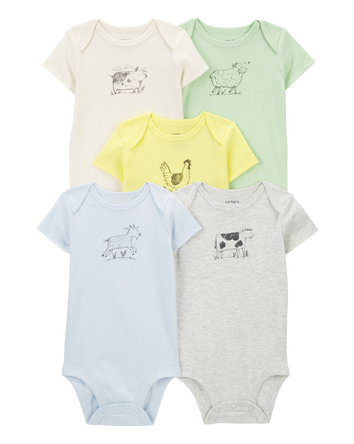 Baby 5-Pack Farm Animals Bodysuits, 