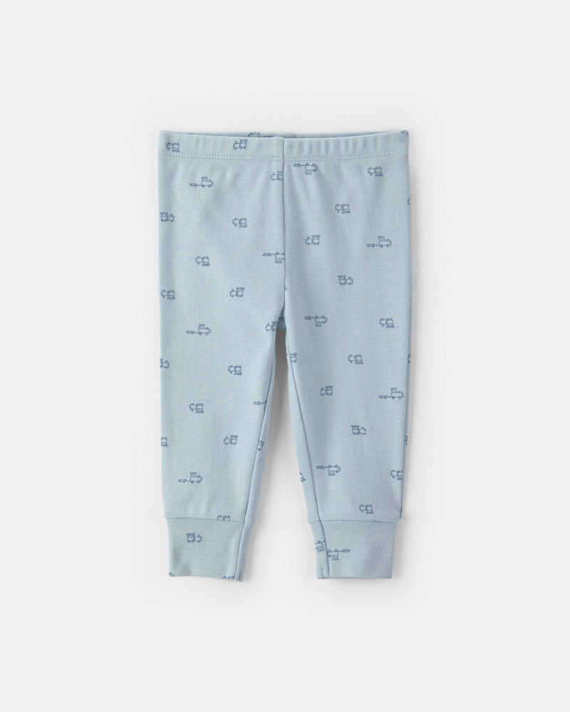 B&eacute;b&eacute; gar&ccedil;on - Ensemble 3 pi&egrave;ces cache-couches manches longues et pantalon &agrave; motif train &ndash; Bleu/Cr&egrave;me, image 2 sur 5 diapositives