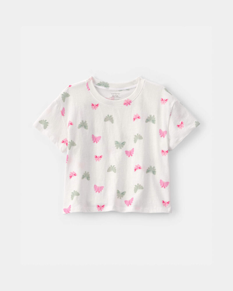 Toddler Girl Butterfly Tee - Ivory, image 1 of 3 slides
