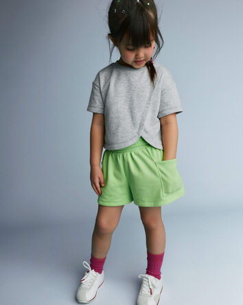 Toddler Girl Swing Short with Pockets - Lime Green, 