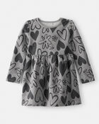 Toddler Girl DayDream Fleece Heart Knit Dress - Grey, image 1 of 4 slides