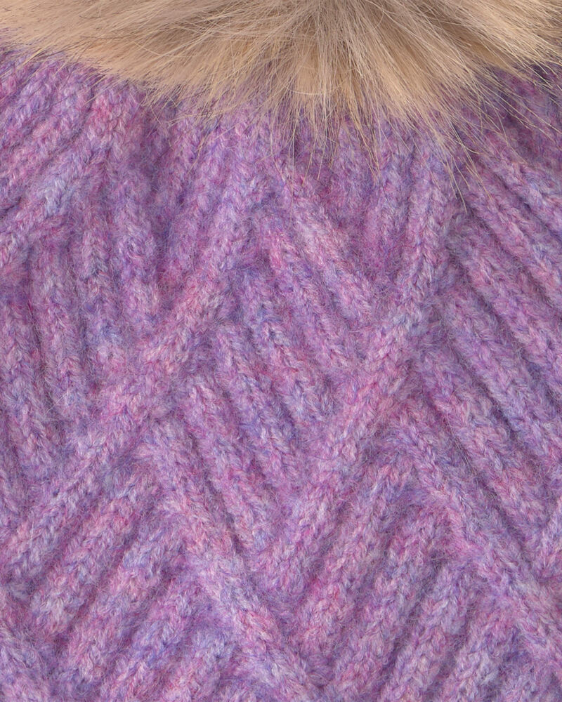 Girls Kombi Diamond Pom Hat - Lilac, image 3 of 3 slides