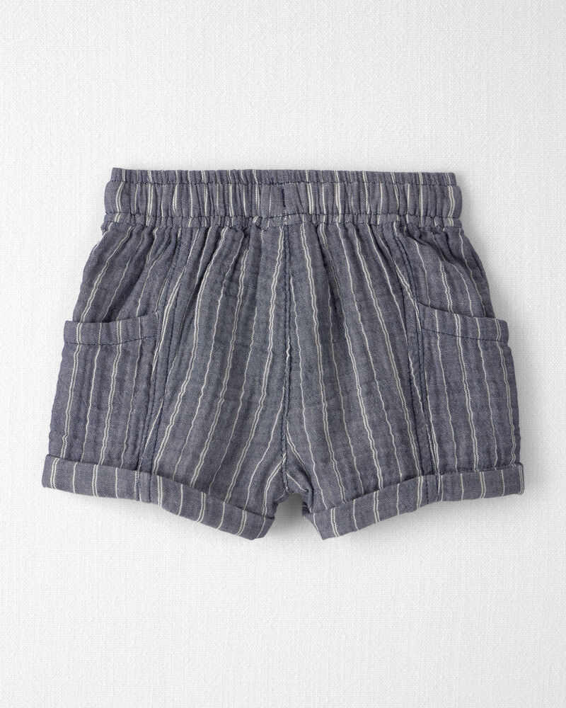 Baby Boy 2-Piece Organic Cotton Gauze Short Set in Cream, image 3 of 7 slides