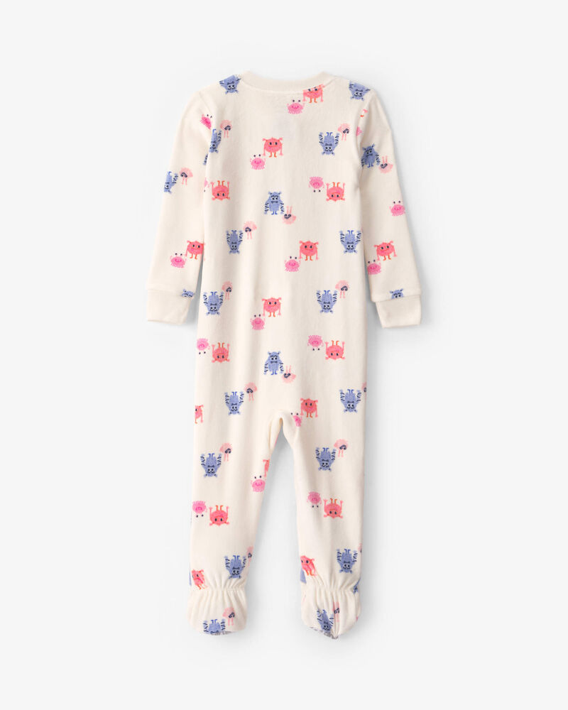 Toddler Girl 1-Piece Monster DreamPlush Snug Fit Footed Pyjama - Cream, image 5 of 8 slides