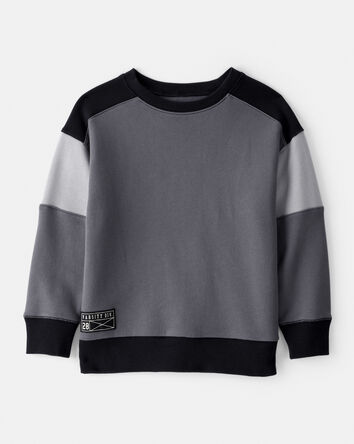 Boys Colour-Block Pullover Sweatshirt - Black, 