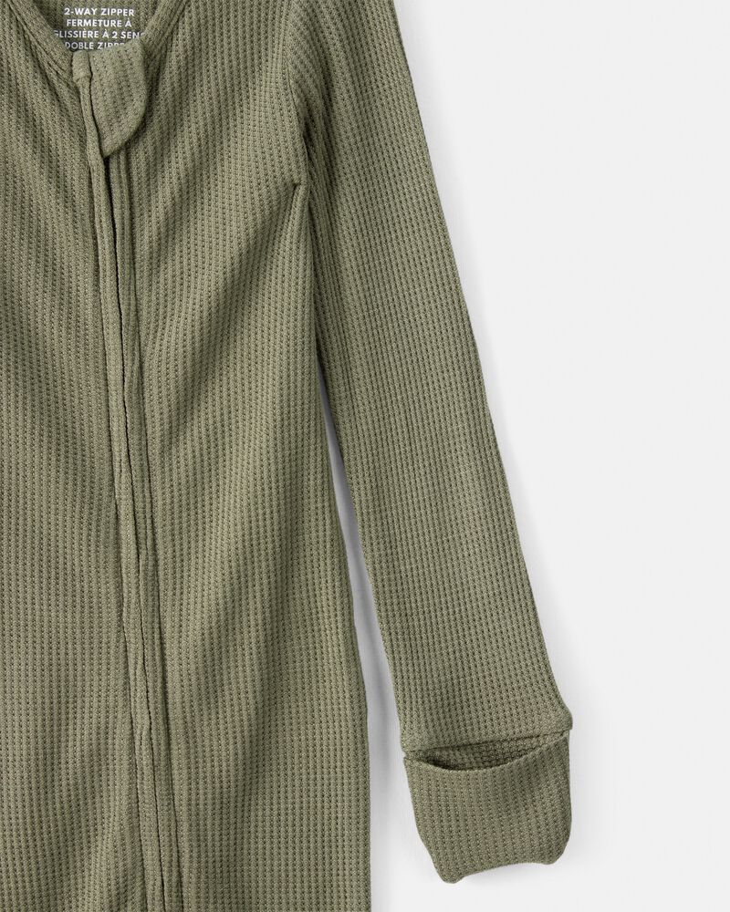 Baby Boy Solid 2-Way Zip PurelySoft Sleeper - Green, image 2 of 8 slides