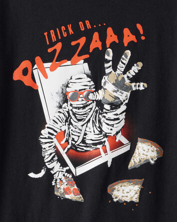 Boys Trick Or Pizza Long-Sleeve Graphic Tee - Black, 