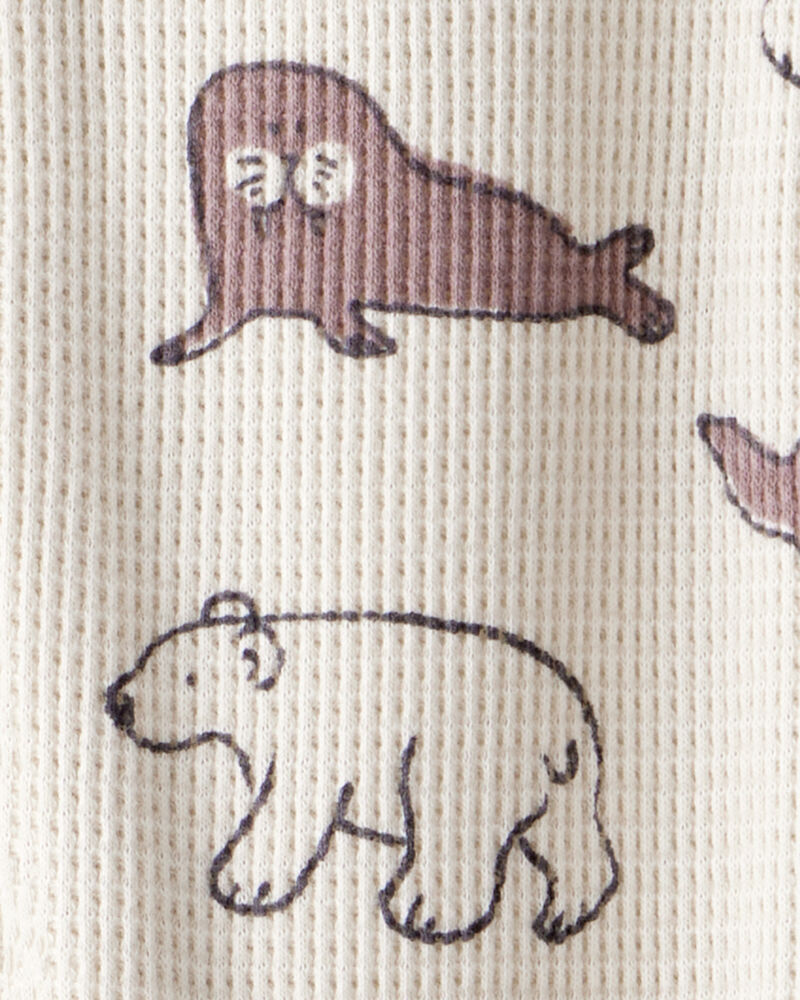 Baby Waffle Knit Sleep & Play Pyjamas Made with Organic Cotton in Artic Friends Print, image 4 of 5 slides
