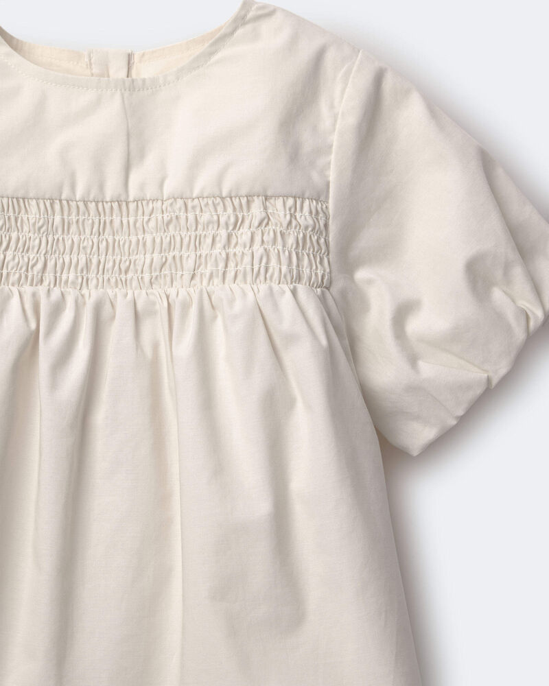 Toddler Girl Smocked Bubble Sleeve Top - Cream, image 6 of 6 slides