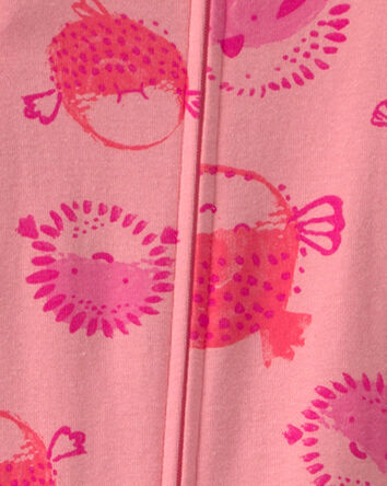 Toddler Girl Pufferfish 100% Cotton 1-Piece Pyjama - Coral, 