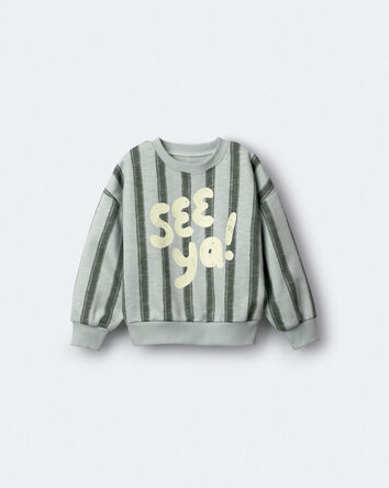 Toddler 'See Ya!' Striped Dolman-Sleeve Sweatshirt - Sage, 