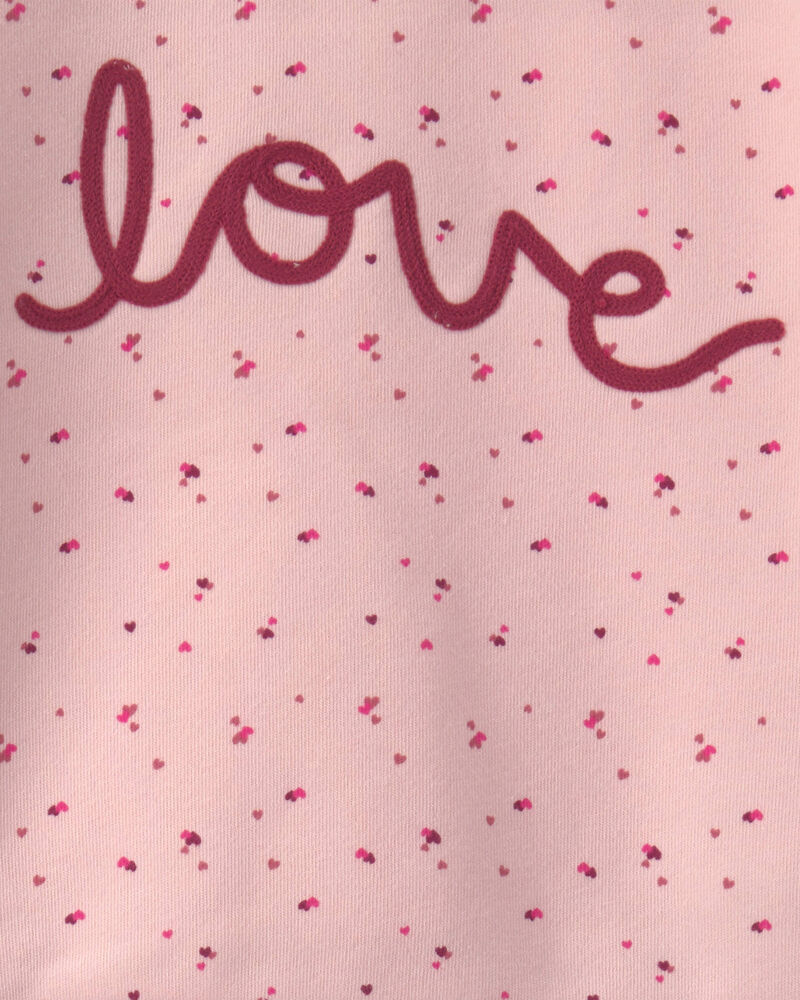 Girls 2-Piece 'Love' Fleece Long-Sleeve Top & Pant Set - Pink, image 4 of 6 slides