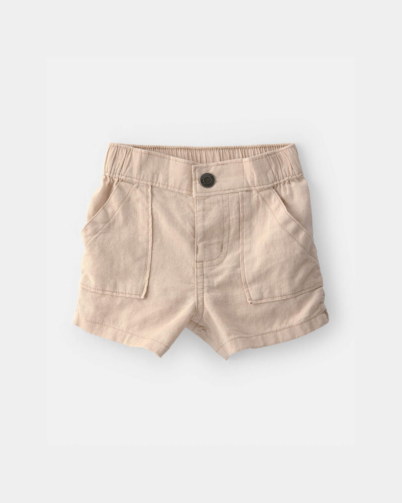 Baby Boy 2-Piece Solid Short-Sleeve Tee & Pant Set - Brown/White, image 2 of 6 slides