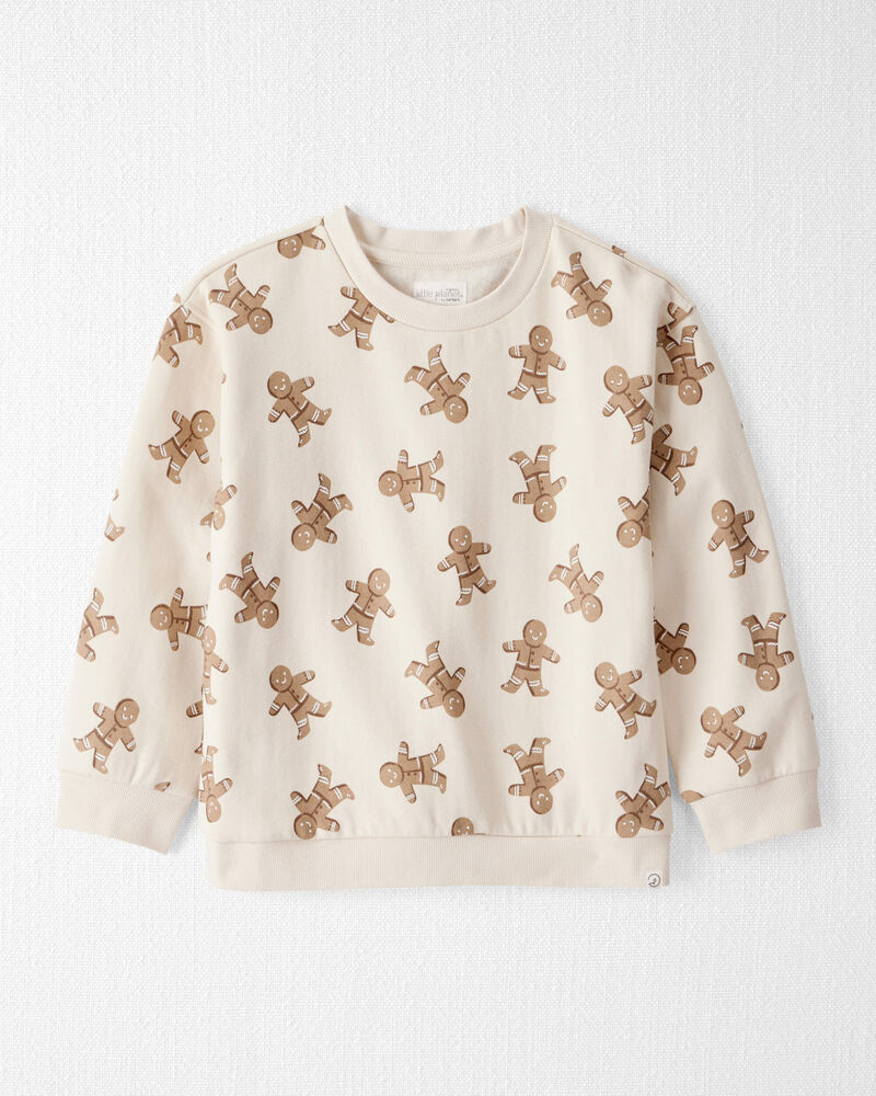 Kid Gingerbread Man Holiday Pullover Made with Organic Cotton, image 1 of 4 slides