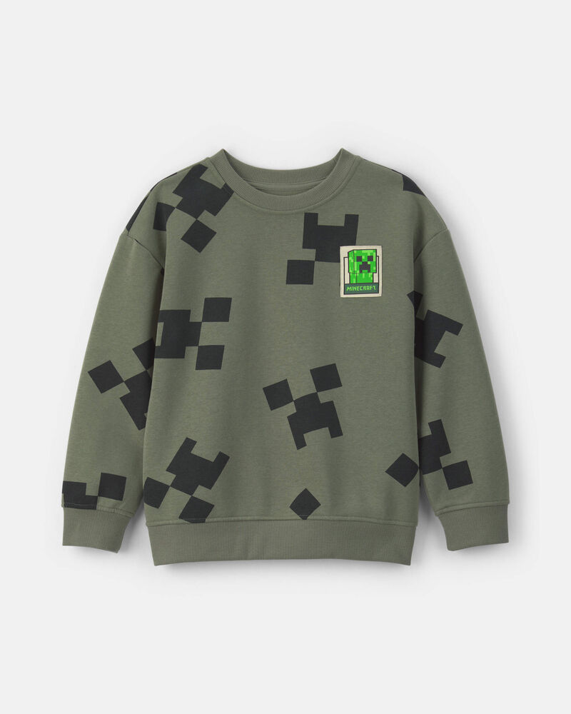 Boys Minecraft&reg; Pullover Sweatshirt - Green/Black, image 1 of 2 slides