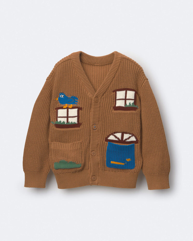 Tout-petit - Cardigan &agrave; poches Avenue et imprim&eacute; maison - Brun, image 2 sur 6 diapositives