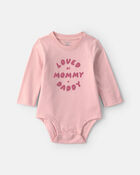 Baby Girl 'Loved By Mommy & Daddy' Long-Sleeve Graphic Bodysuit - Pink, image 1 of 3 slides