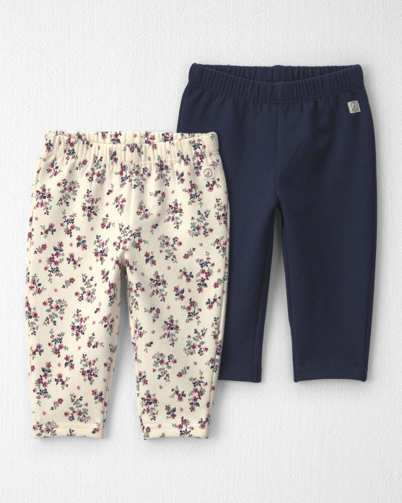 Baby Girl 2-Pack Recycled Fleece Bottoms Made with Organic Cotton, image 1 of 5 slides