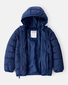 Kid Hooded Puffer Jacket - Navy Blue, image 2 of 4 slides