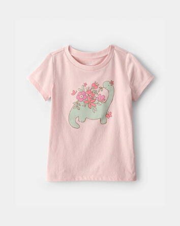 Tout-petit fille - T-shirt &agrave; motif de fleurs et dinosaures - Rose, 