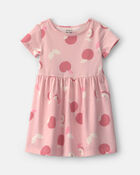Tout-petit fille - Robe manches courtes &agrave; motif pomme - Rose, image 1 sur 3 diapositives
