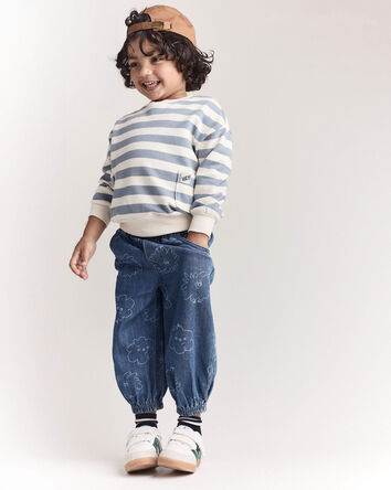 Toddler Striped Otter Sweatshirt™ with Pockets - Blue/Cream, 