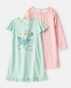 Kid 2-Pack Butterfly Moons Nightgowns, image 1 of 6 slides