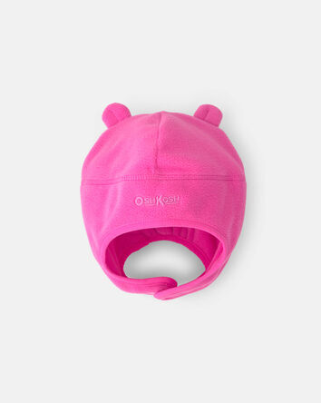 Baby Girl Fleece Hat With Chinstrap- Pink, 
