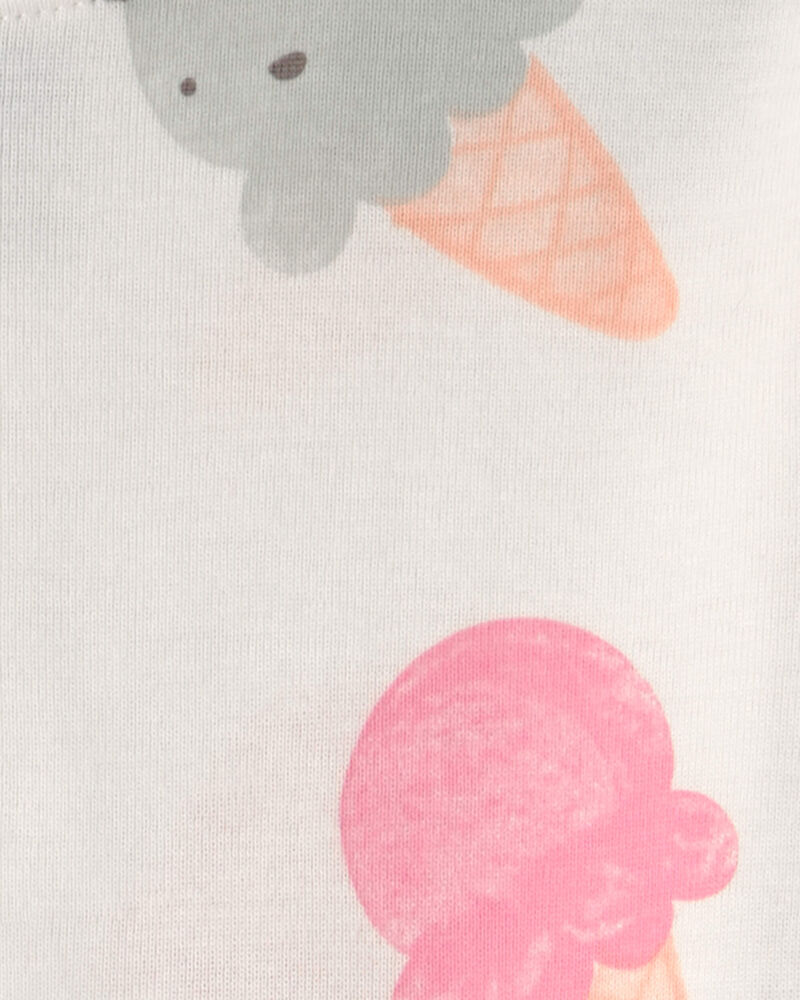 Baby Girl Ice Cream 100% Cotton Short-Sleeve Snug Fit 4-Piece Pyjama Set - Pink/Ivory, image 3 of 5 slides
